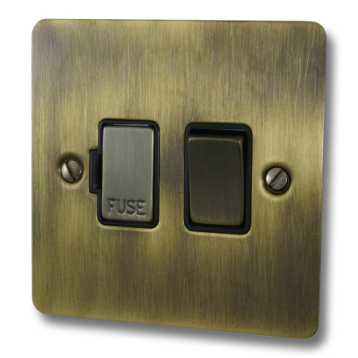 Flat Antique Brass Switched Fuse Spur (Brass Switch)