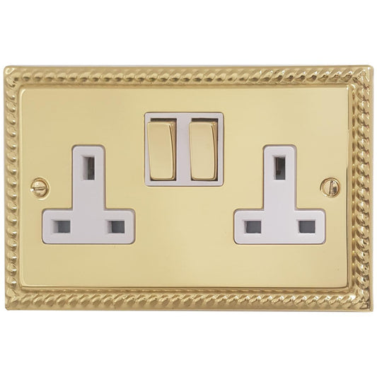 Monarch  Polished Brass  2 Gang Socket