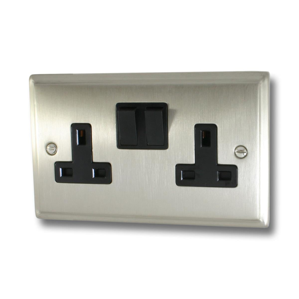 Deco  Satin Nickel  2 Gang Socket