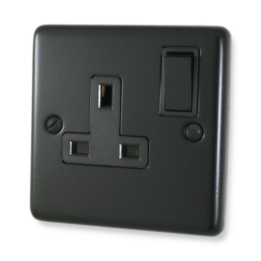 Contour Flat Black 1 Gang Socket