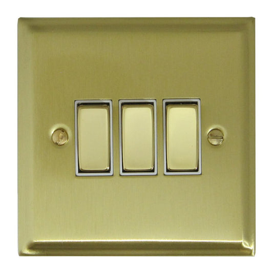 Deco Satin Brass 3 Gang Switch