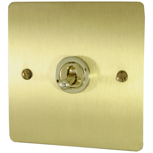 Flat Satin Brass 1 Gang Grid Toggle Plate