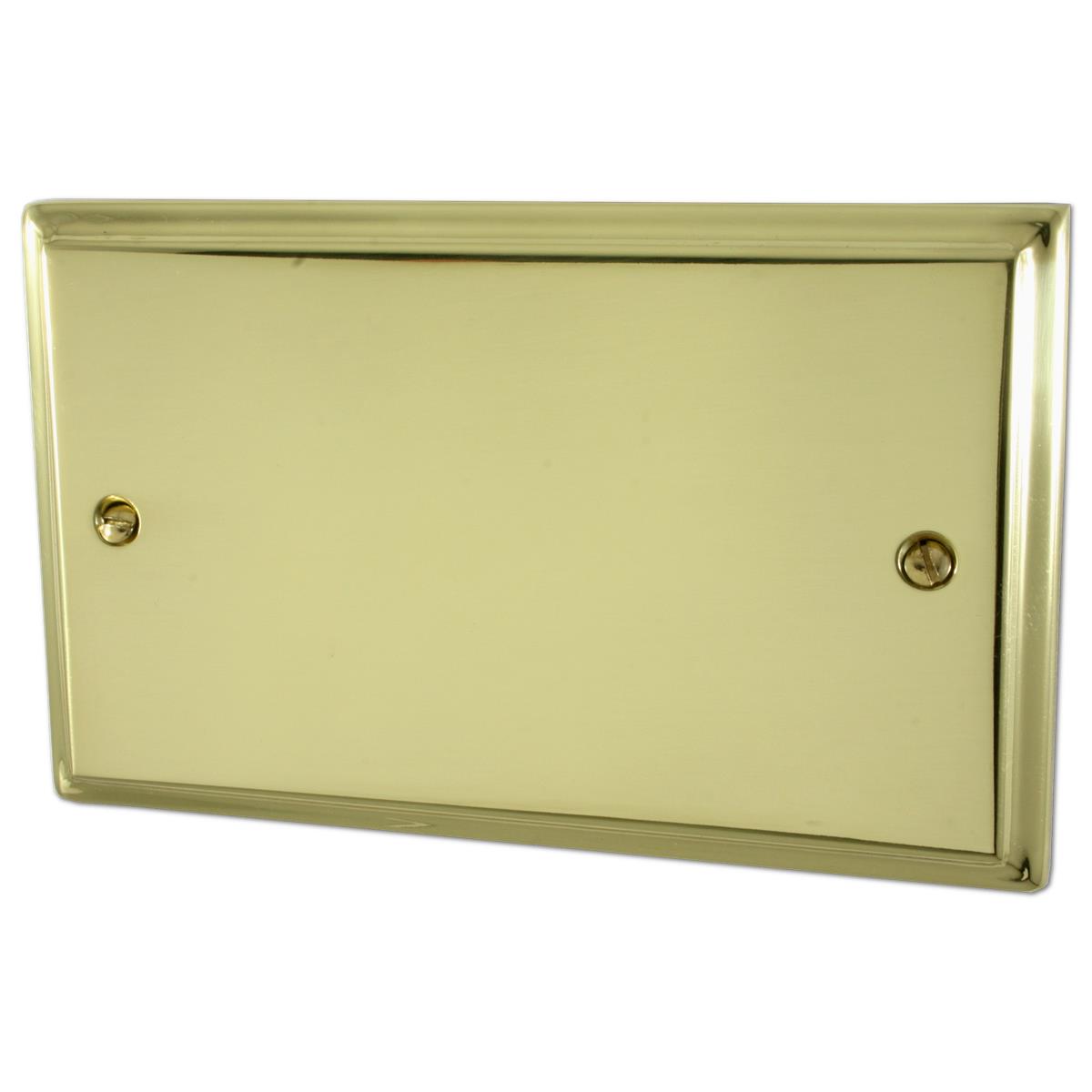 Deco Polished Brass 2 Gang Blank Plate