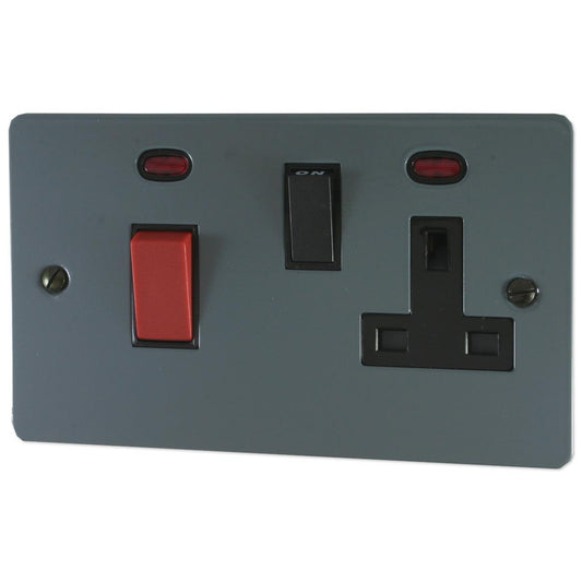 Flat Dark Grey 45 Amp Switch & Socket