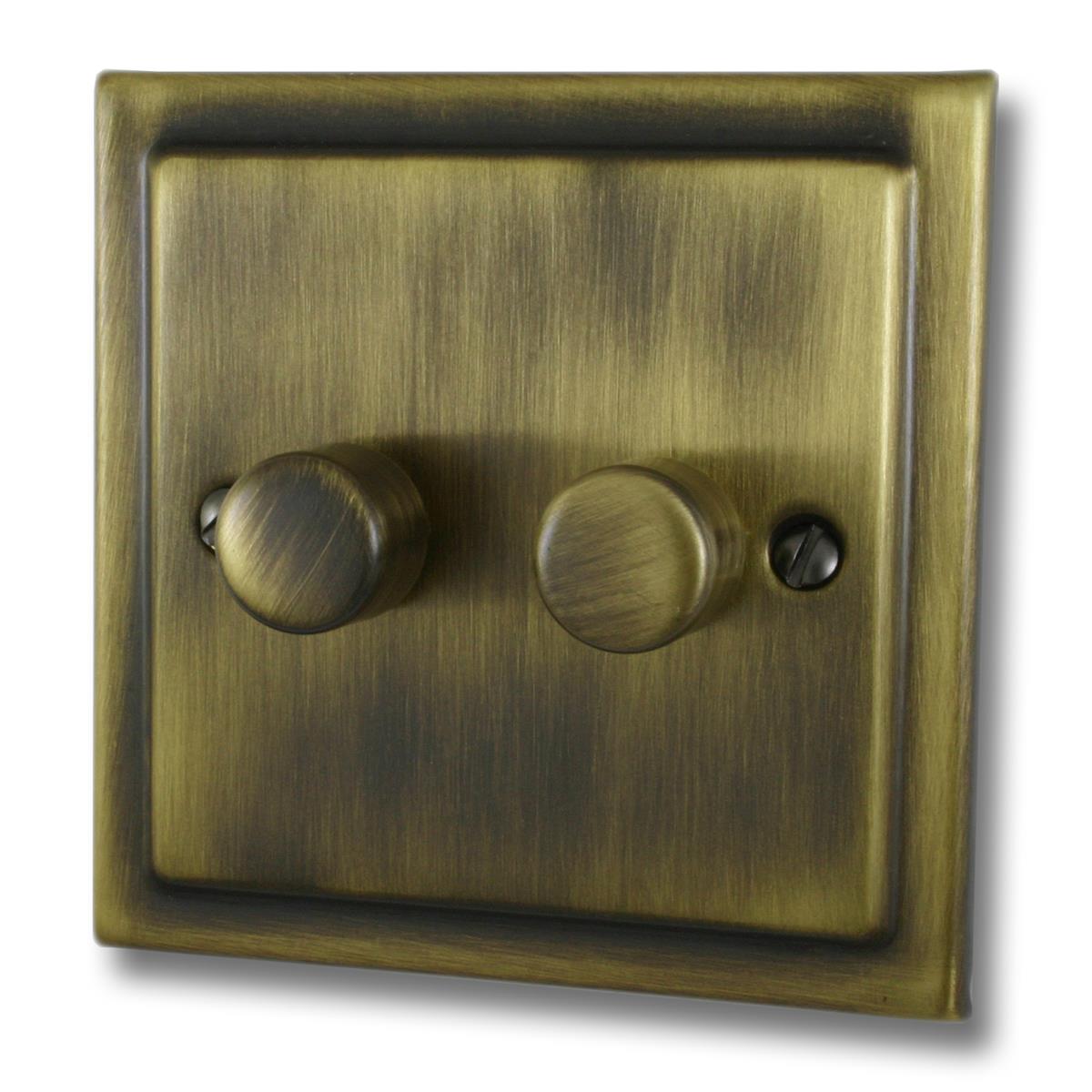 Trimline Antique Brass 2 Gang LED Dimmer