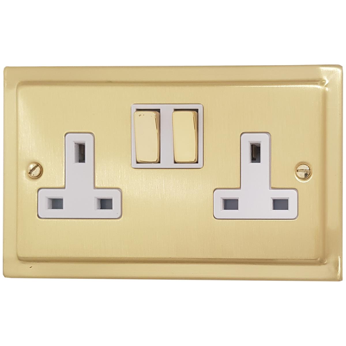 Trimline  Satin Brass  2 Gang Socket