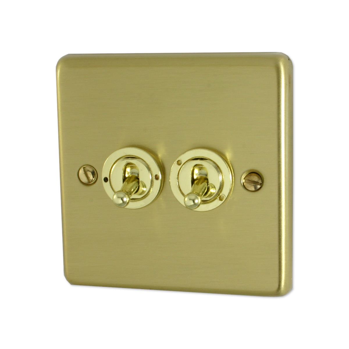 Contour Satin Brass 2 Gang Grid Toggle Plate