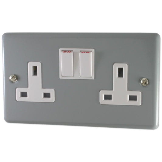 Contour Light Grey 2 Gang Switched Socket