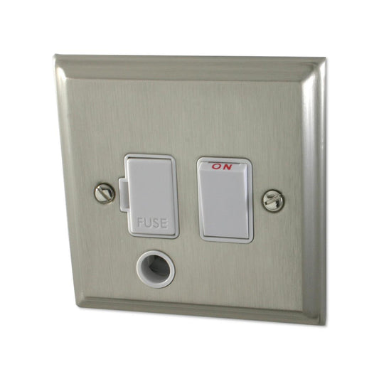 Deco Satin Nickel Switch Fused Spur & Flex