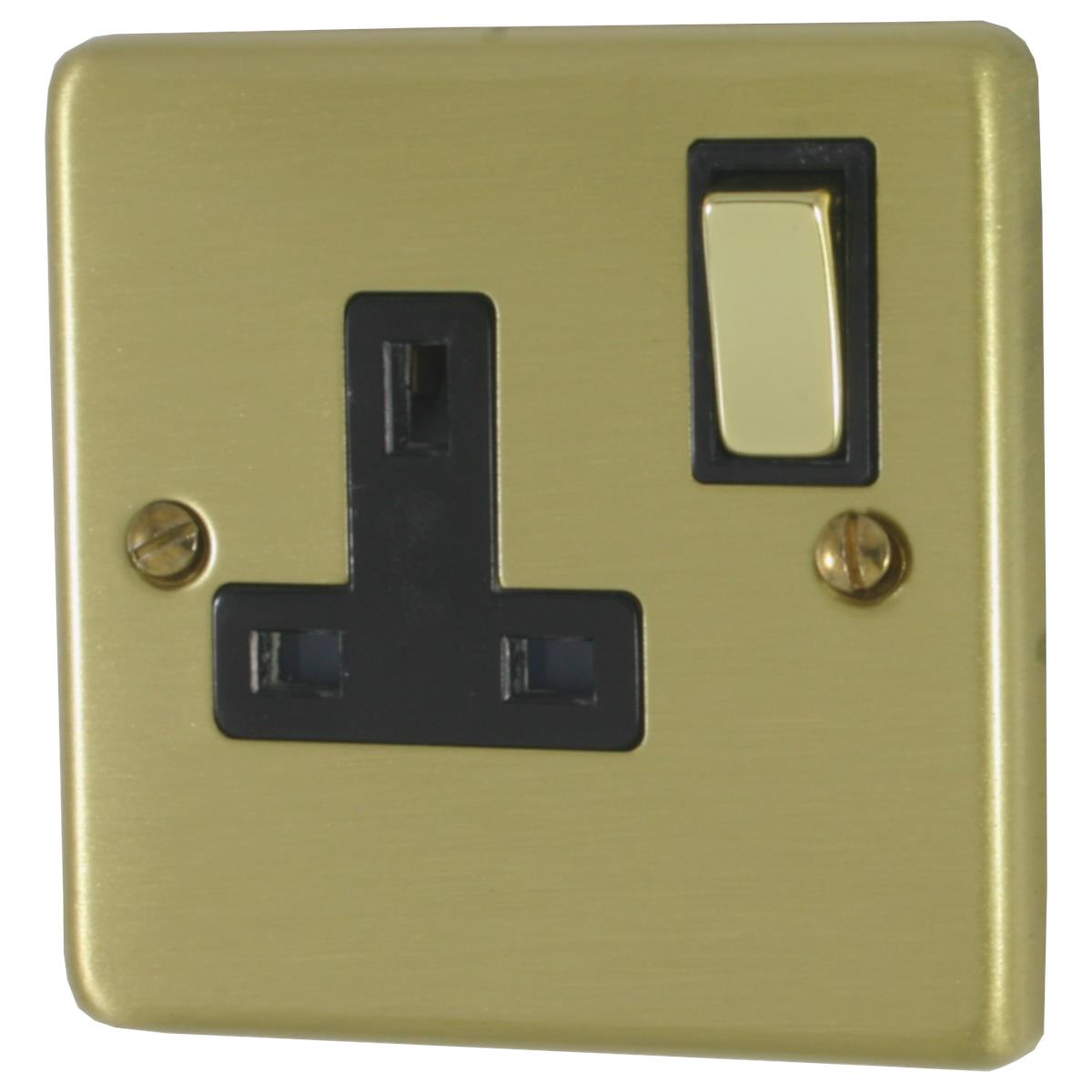 Contour Satin Brass 1 Gang Switched Socket