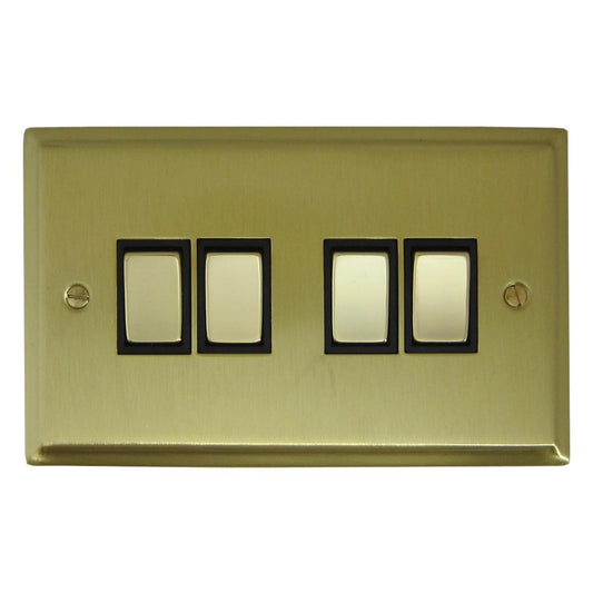 Deco Satin Brass 4 Gang Switch