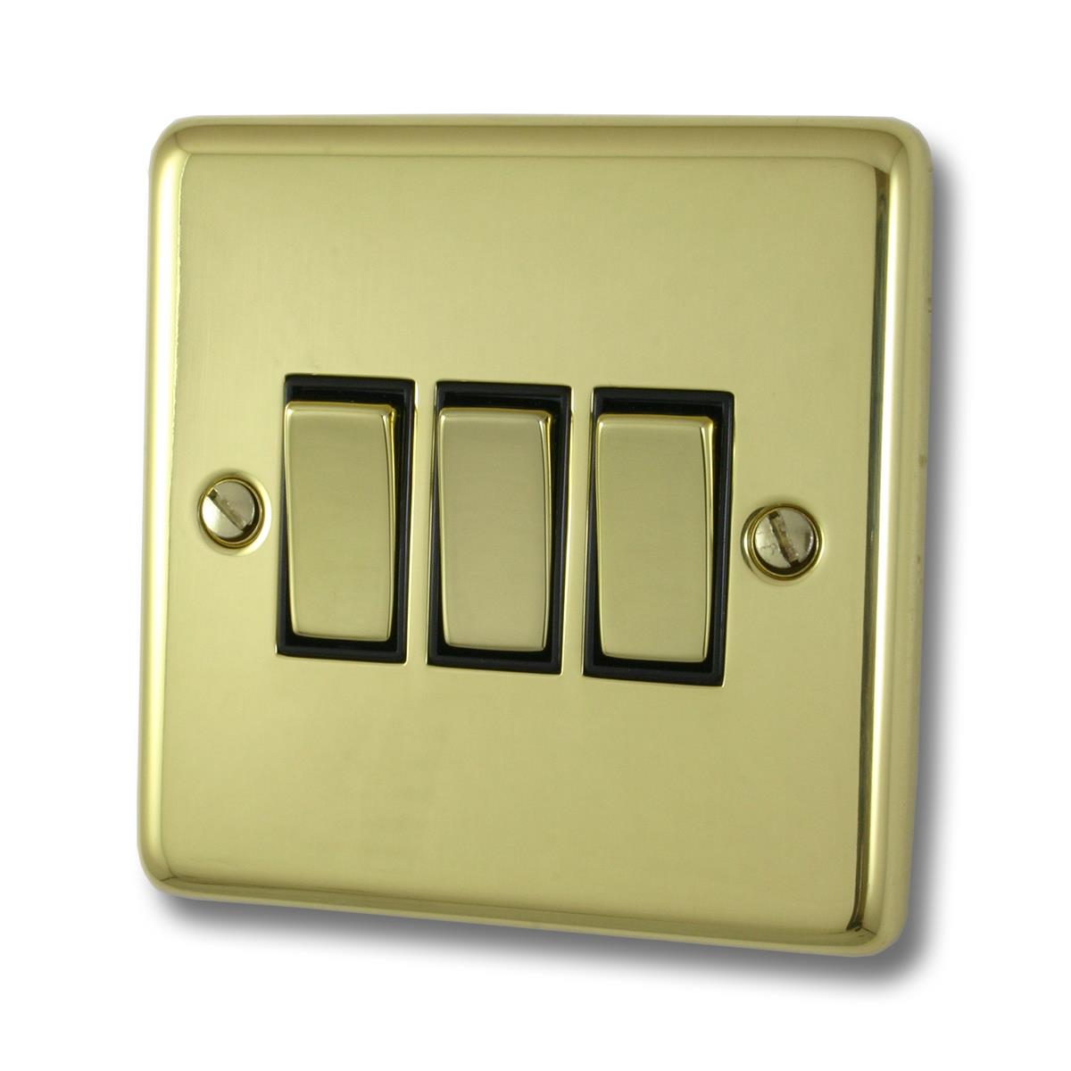 Contour Polished Brass 3 Gang 2 Way Switch