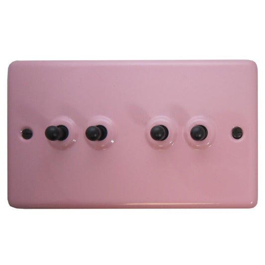 Contour Gloss Pink 4 Gang Toggle Switch (Matt Black Switch)