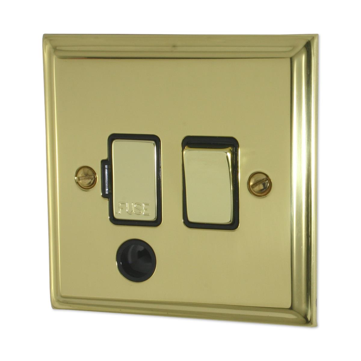 Deco Polished Brass Switch Fused Spur & Flex Outlet