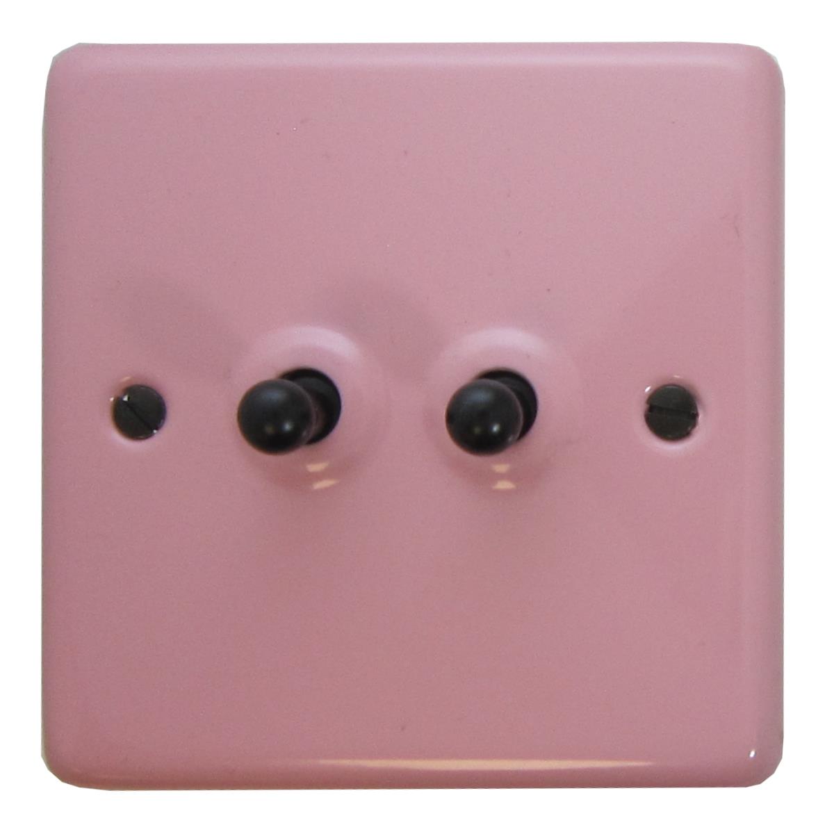 Contour Gloss Pink 2 Gang Toggle Switch (Matt Black Switch)