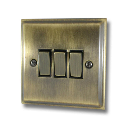 Deco Antique Brass 3 Gang Switch (Brass Switches)