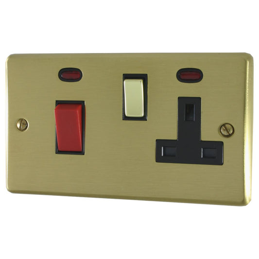 Contour Satin Brass 45 Amp Switch & 13 A Socket