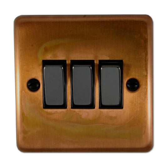 Contour Tarnished Copper 3 Gang Switch