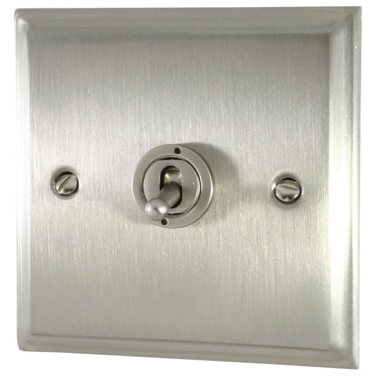 Deco Satin Nickel 1 Gang Grid Toggle Plate