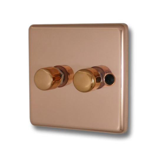 Contour Bright Copper 2 Gang Dimmer LED