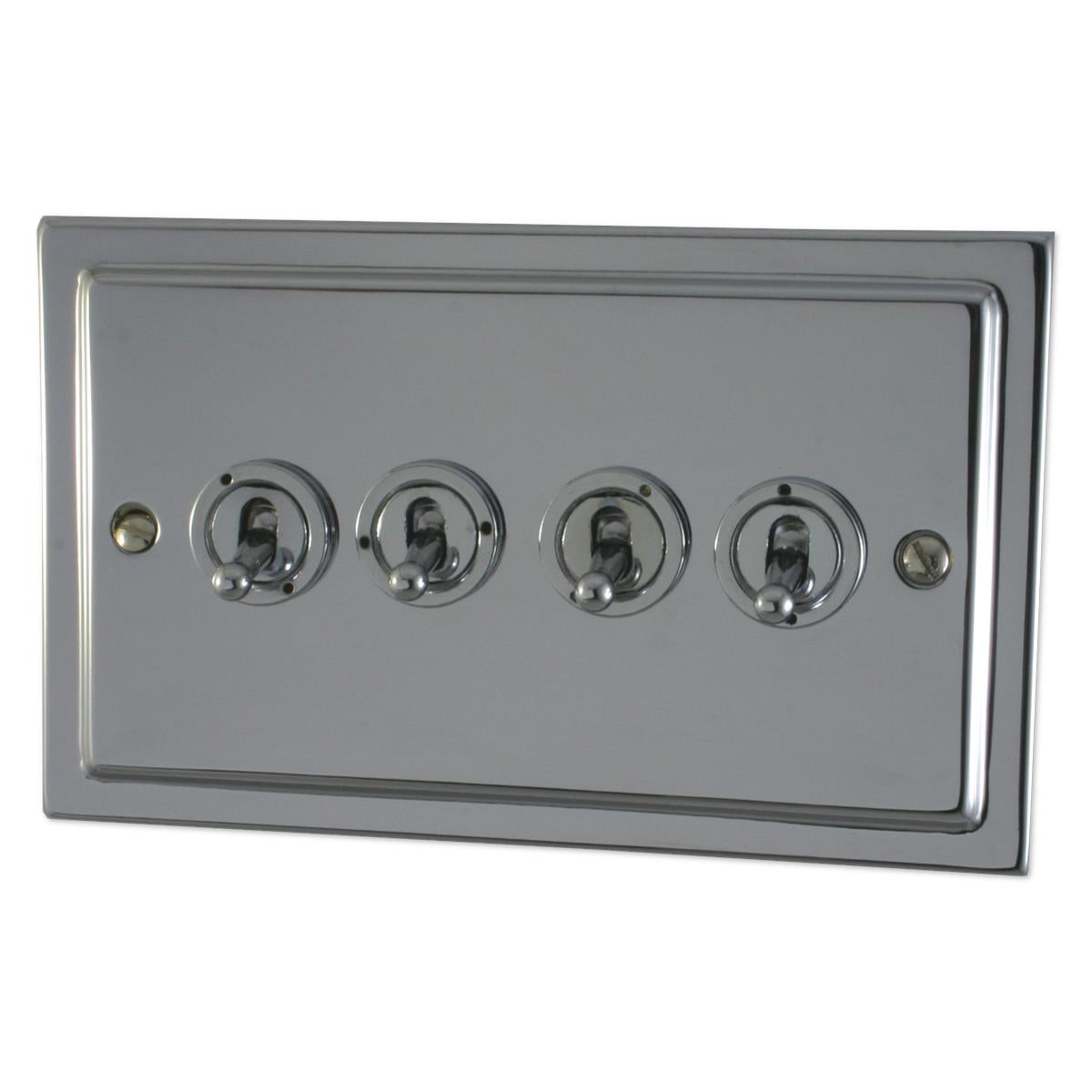 Trimline Polished Chrome 4 Gang Grid Toggle Plate