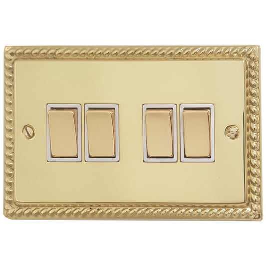 Monarch Polished Brass 4 Gang 2 Way Switch