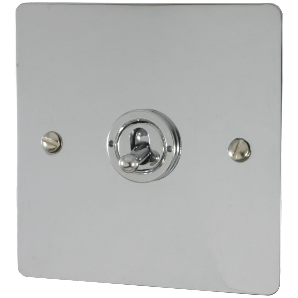 Flat Polished Chrome 1 Gang Grid Toggle Plate