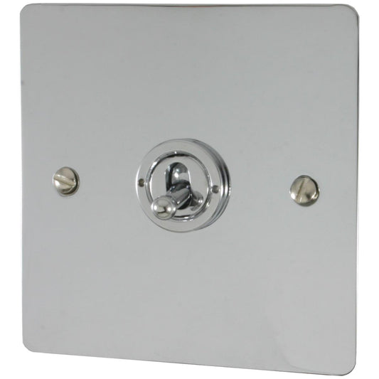 Flat Polished Chrome 1 Gang Grid Toggle Plate