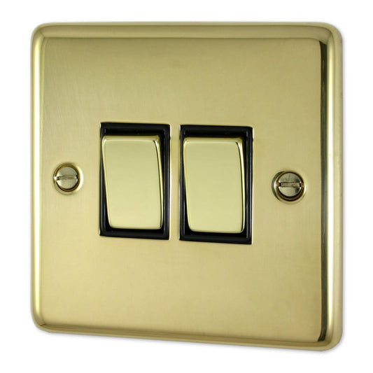 Contour Polished Brass 2 Gang Switch