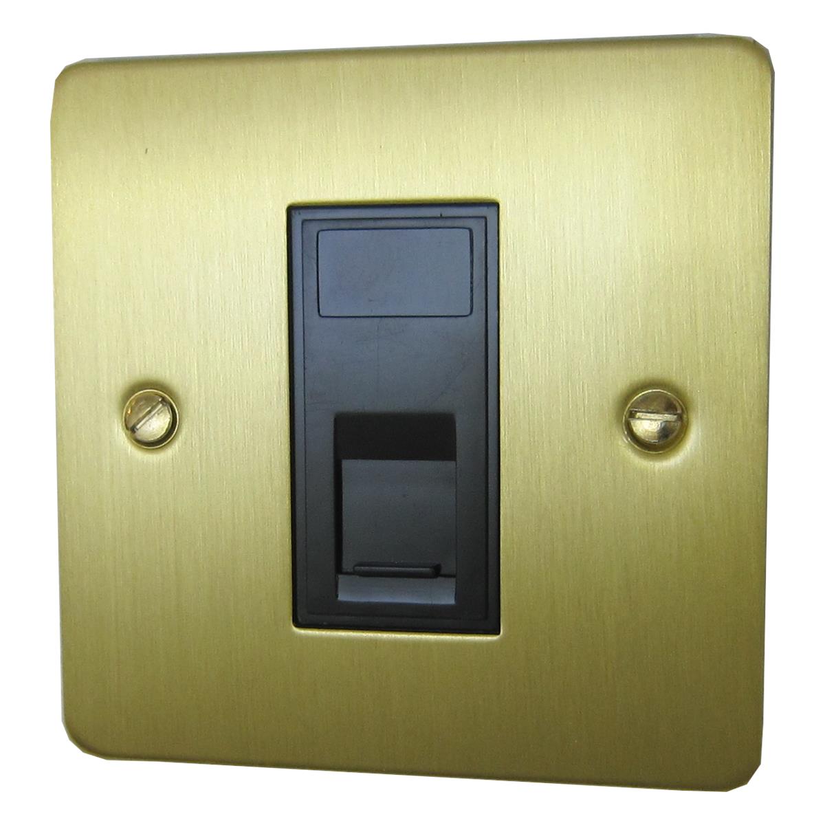 Flat Satin Brass 1 Gang Rj45 Socket