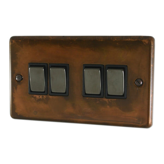 Contour Tarnished Copper 4 Gang Switch