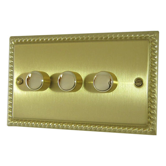 Monarch Satin Brass 3 Gang LED Dimmer