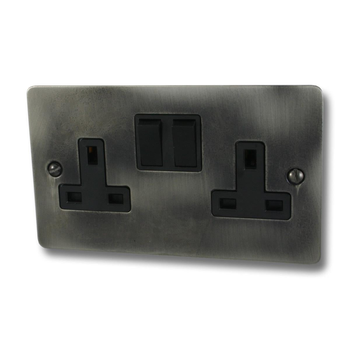 Flat Slate Effect 2 Gang Socket