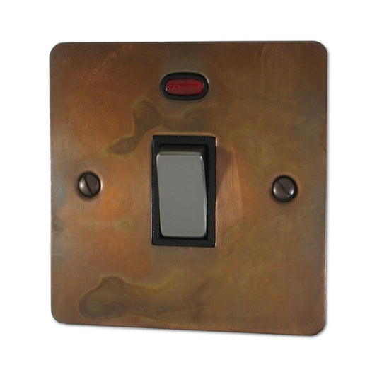 Flat Tarnished Copper 20A Dp Switch + Neon