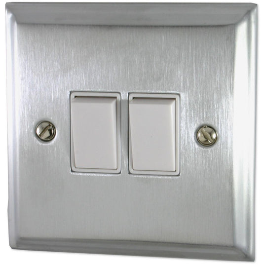 Deco Satin Chrome 2 Gang 2 Way Switch