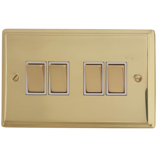 Deco Polished Brass 4 Gang 2 Way Switch