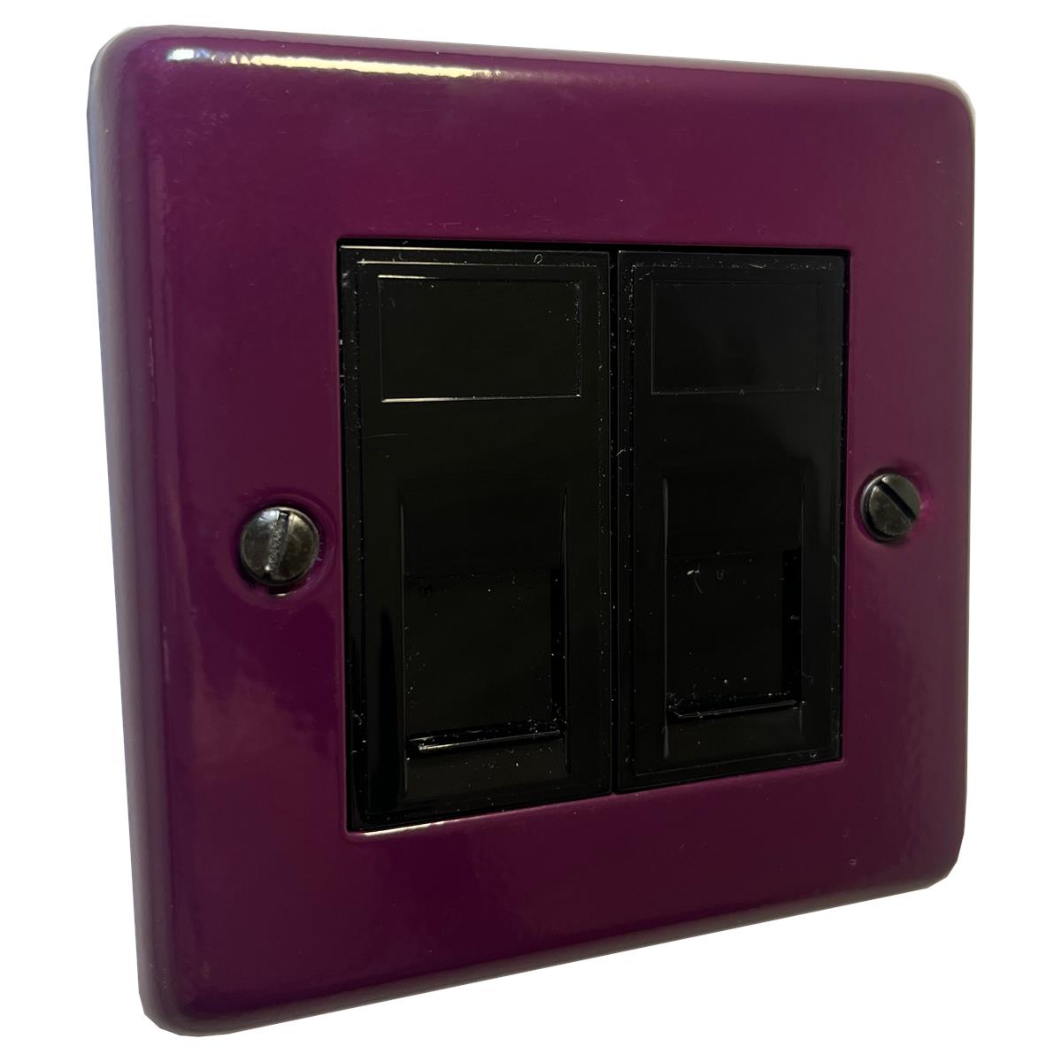 Contour Purple 2 Gang Rj45 Socket