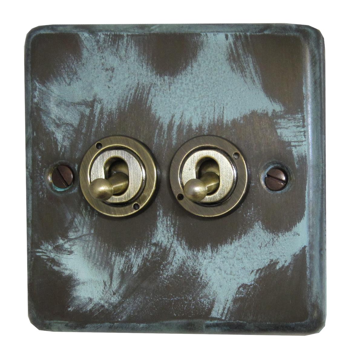 Contour Verdigris 2 Gang Grid Toggle Plate