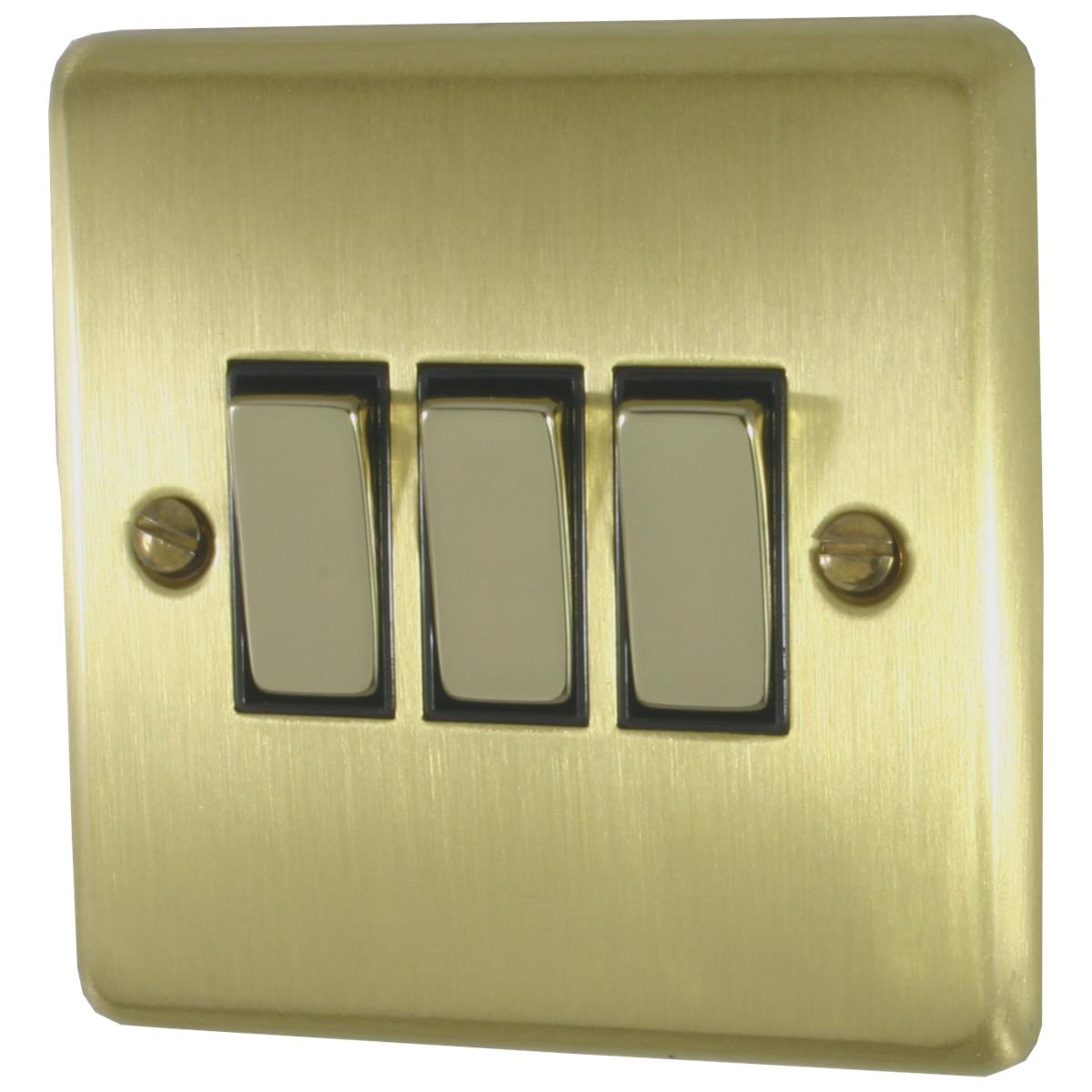 Contour Satin Brass 3 Gang 2 Way Switch