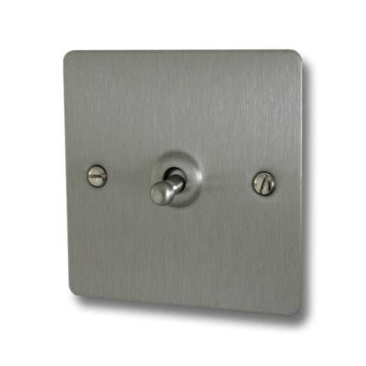 Flat Brushed Steel 1 Gang Toggle Switch