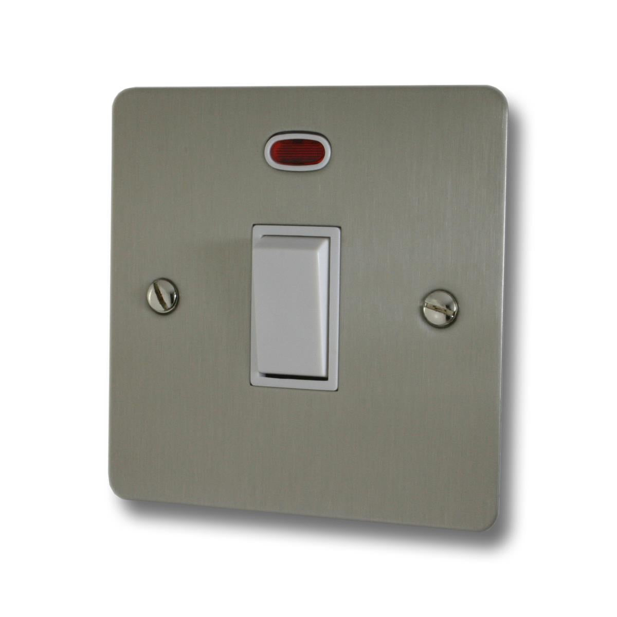 Flat Brushed Steel 20 Amp Dp Switch & Neon