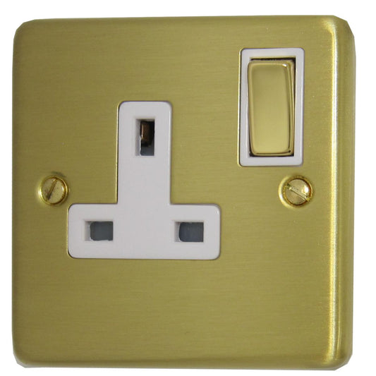 Contour Satin Brass 1 Gang Switched Socket