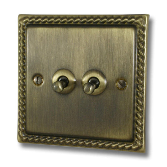 Monarch Antique Brass 2 Gang Toggle Switch