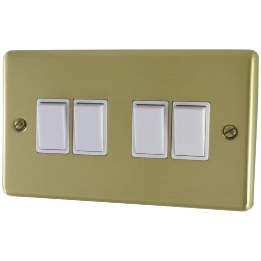 Contour Satin Brass 4 Gang 2 Way Switch