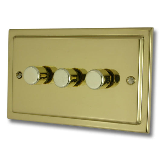 Trimline Polished Brass 3 Gang Dimmer LED