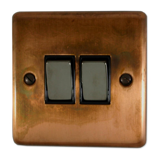 Contour Tarnished Copper 2 Gang Switch