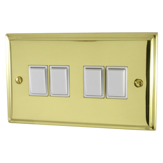 Deco Polished Brass 4 Gang Switch