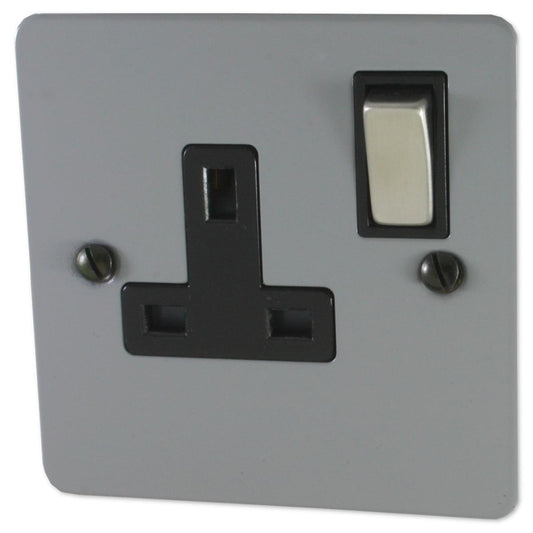 Flat Light Grey 1 Gang Switched Socket