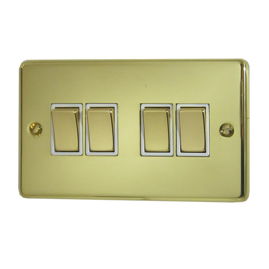 Contour Polished Brass 4 Gang 2 Way Switch