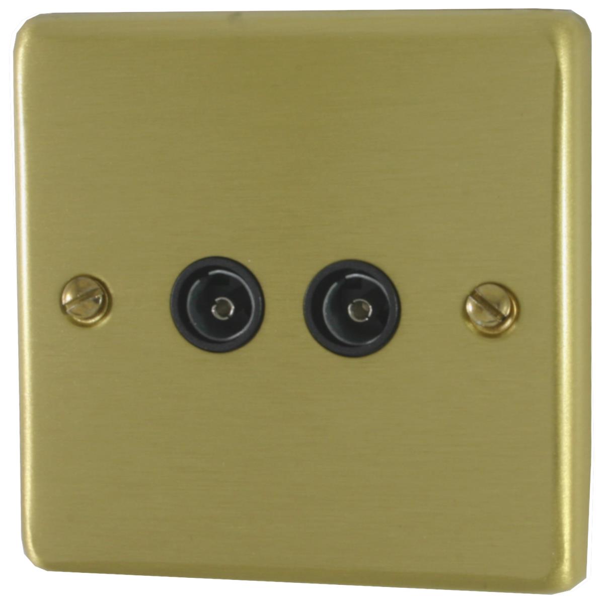 Contour Satin Brass 2 Gang Coax Point